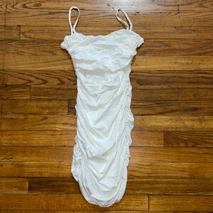 Tiger Mist: White Ruched Dress